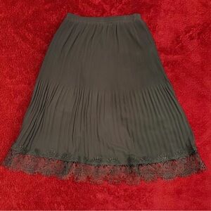 Adrianna Papell Long Black Skirt w/ Lace Hem